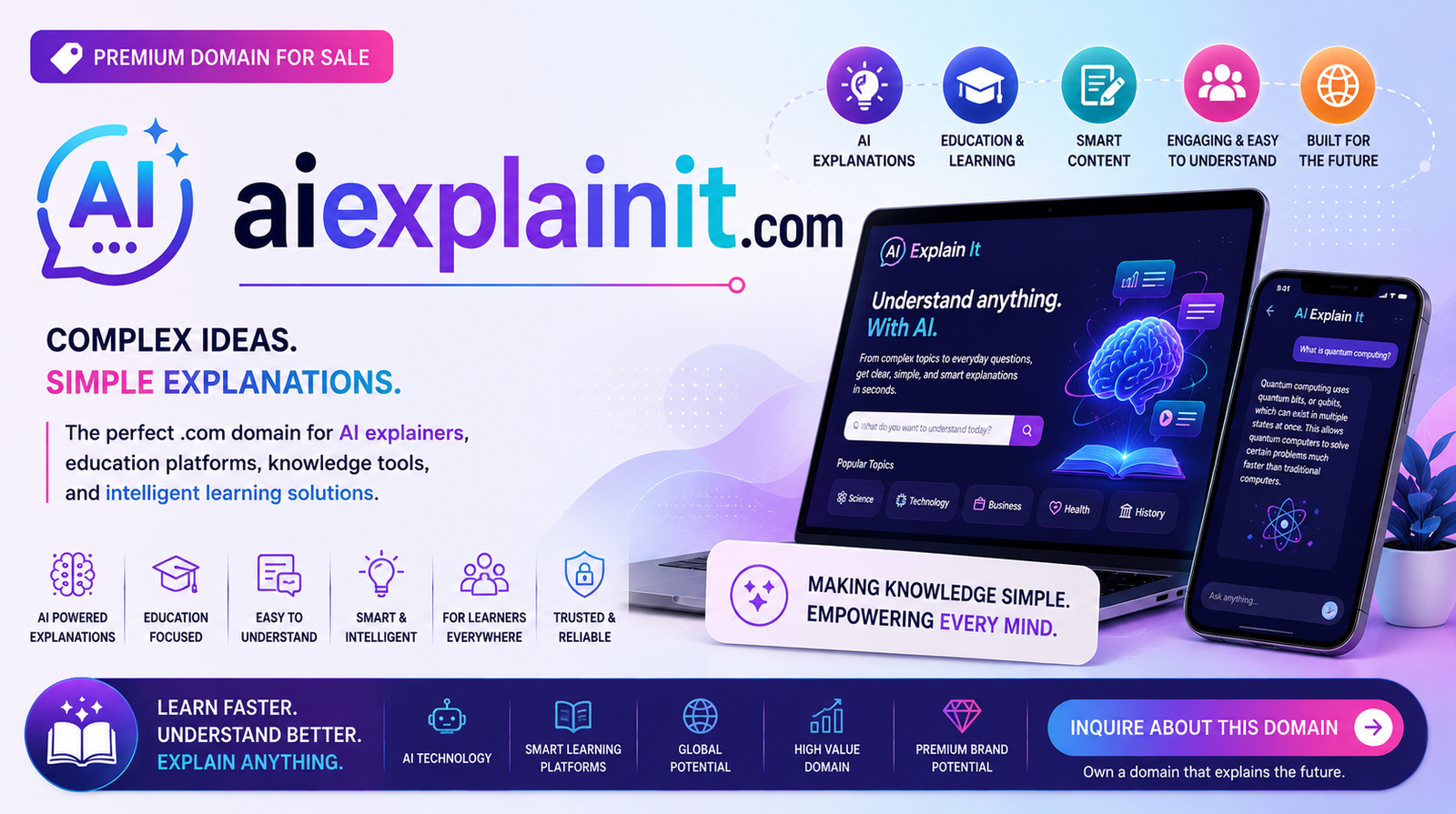 AIExplainIt.com premium domain banner