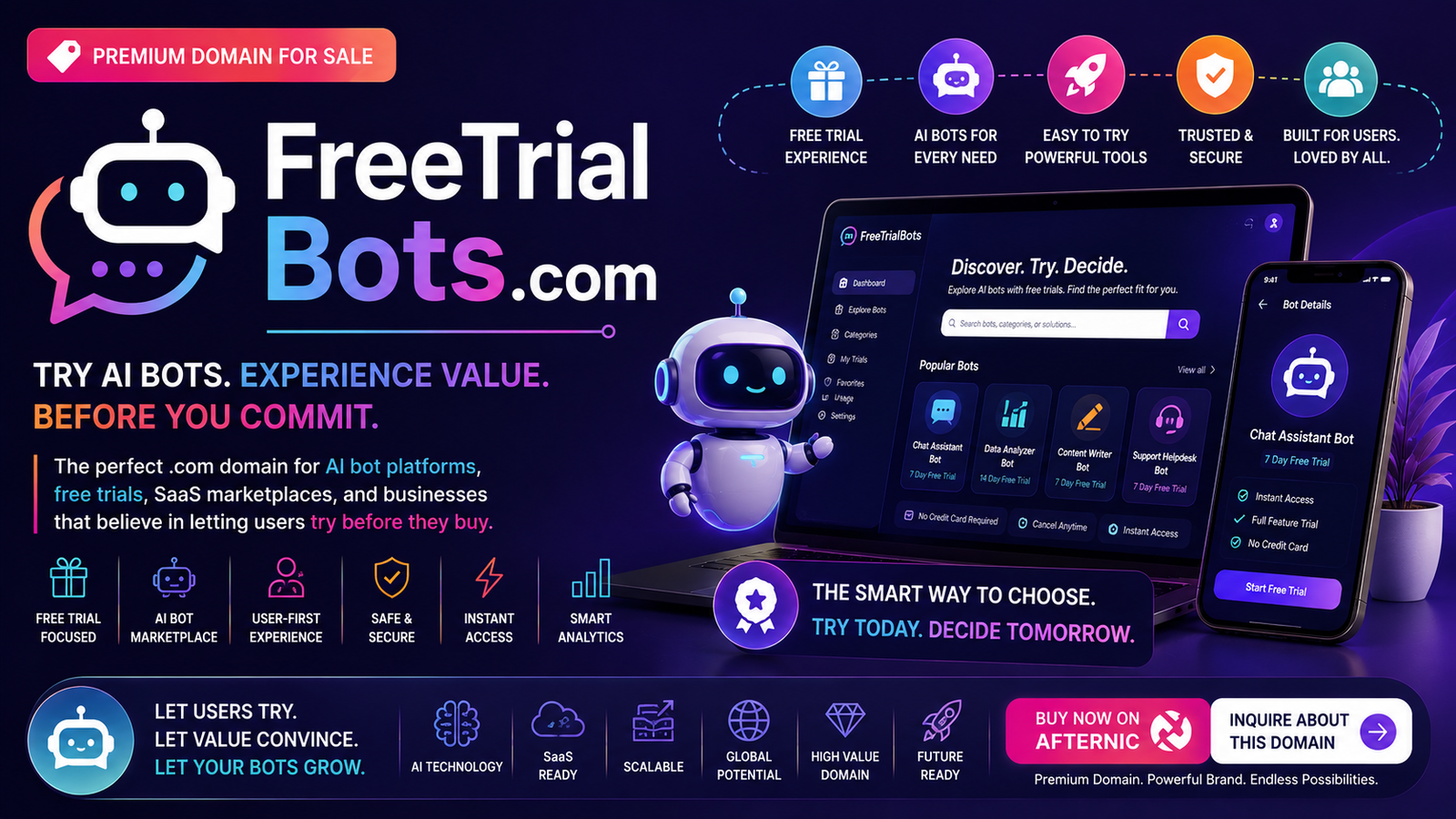 FreeTrialBots.com premium domain banner