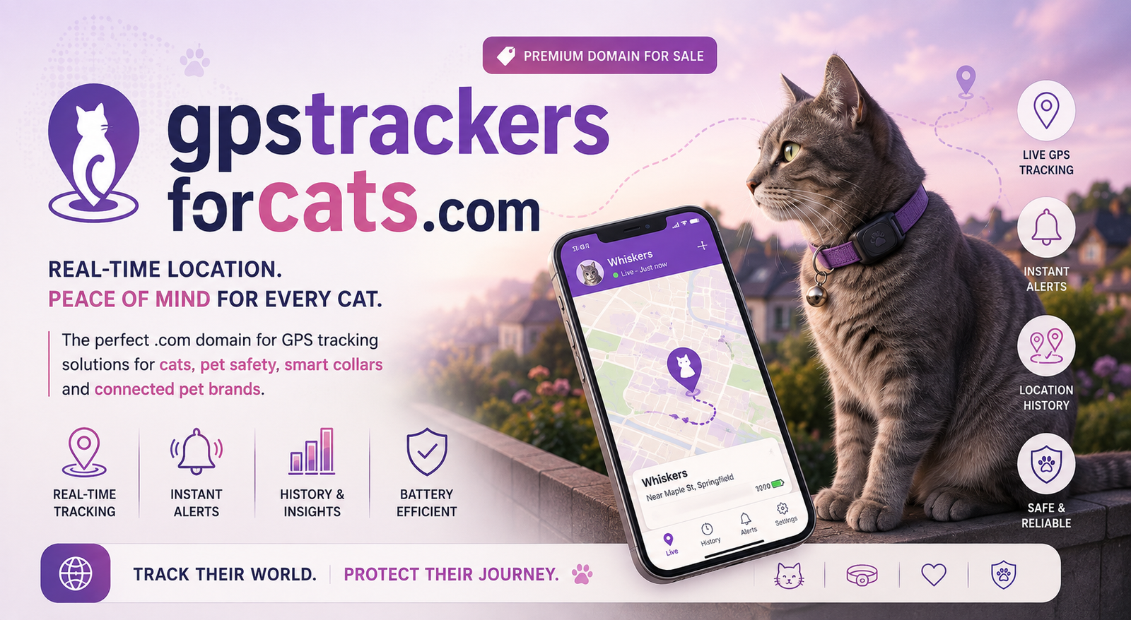 GPSTrackersForCats.com premium domain banner