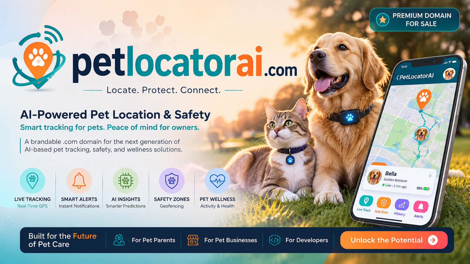 PetLocatorAI.com premium domain banner